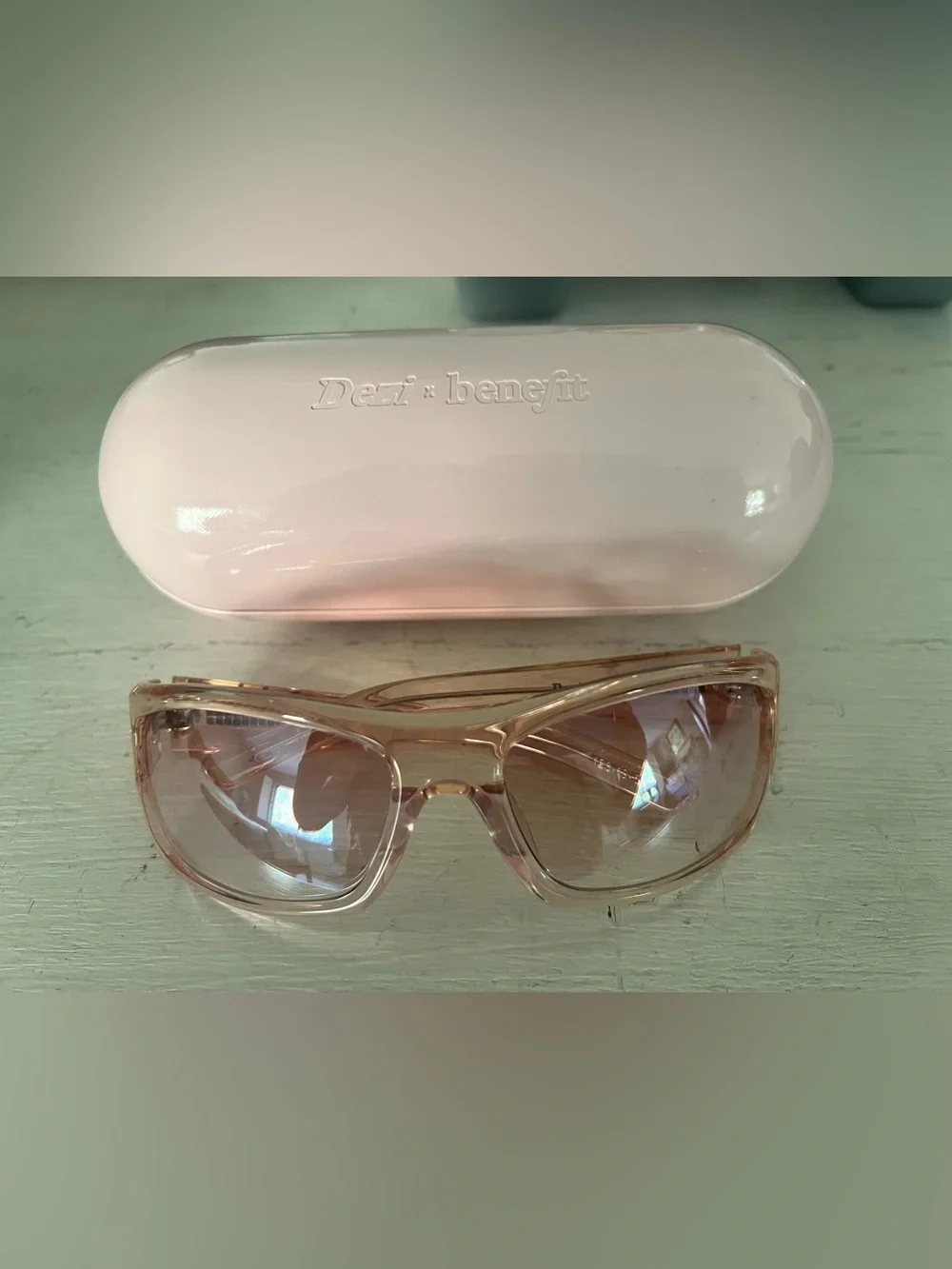 DEZI Pink Translucent Sunglasses with Gradient Brown Lenses